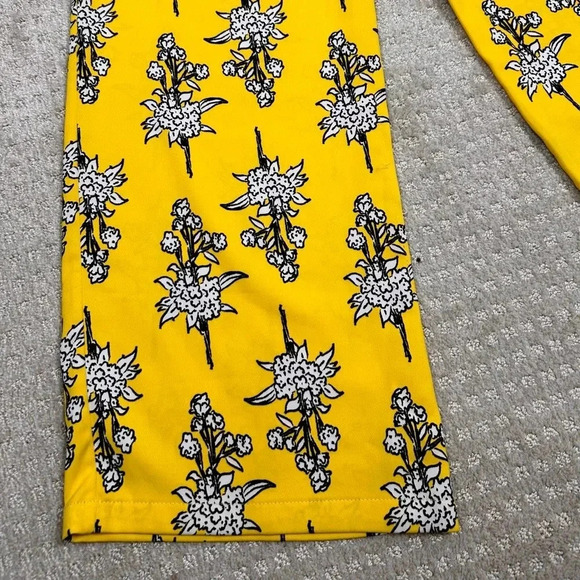 High-waisted, wide-leg floral yellow pants, Size 6, Bold, Statement Trousers - Picture 6 of 6
